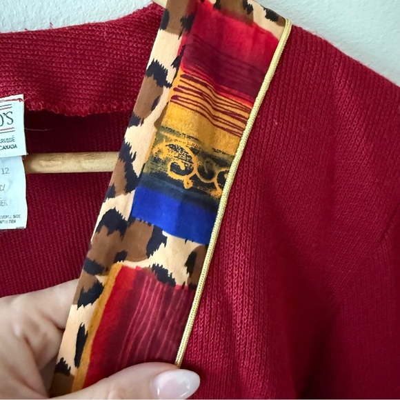 Vintage D’Allaird’s Red Cardigan with Patterned Trim - Picture 9 of 9